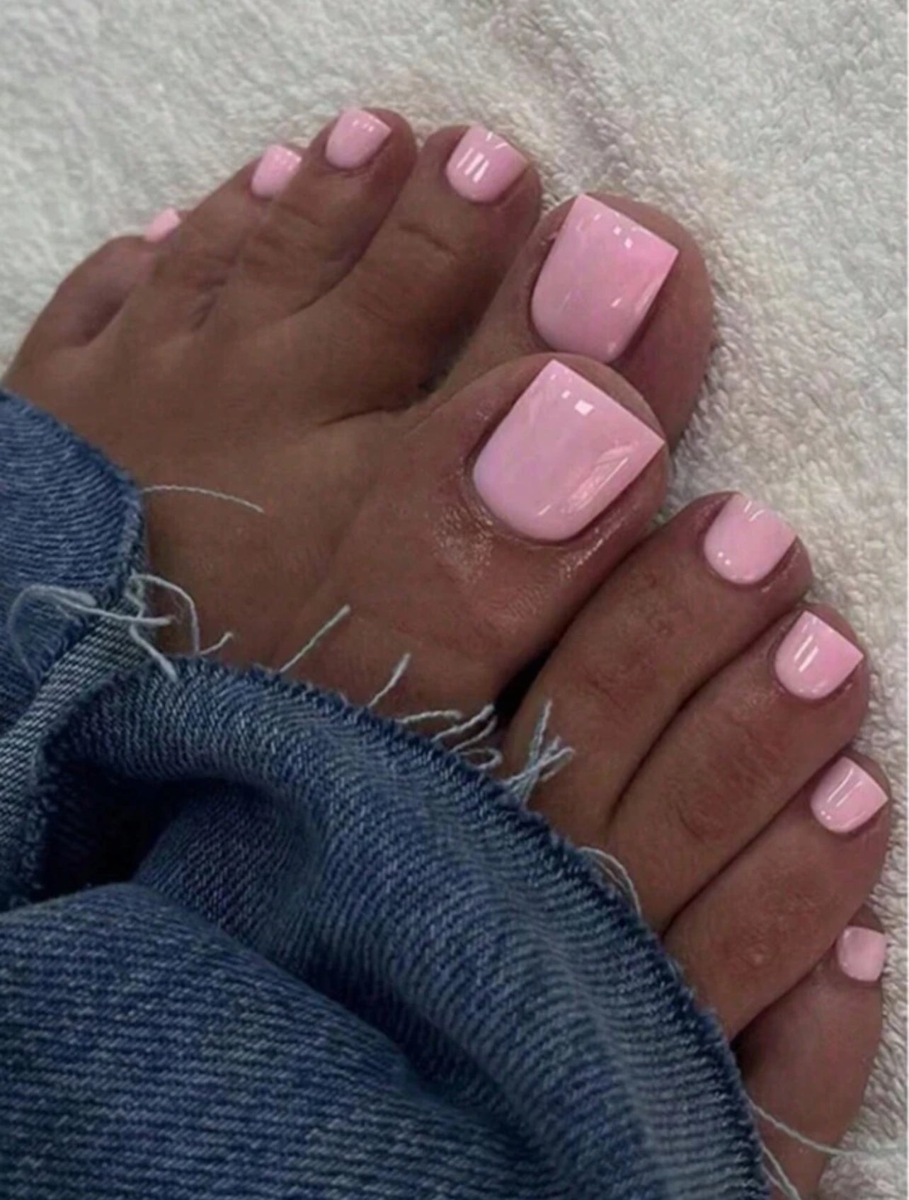 Baby pink toe nails