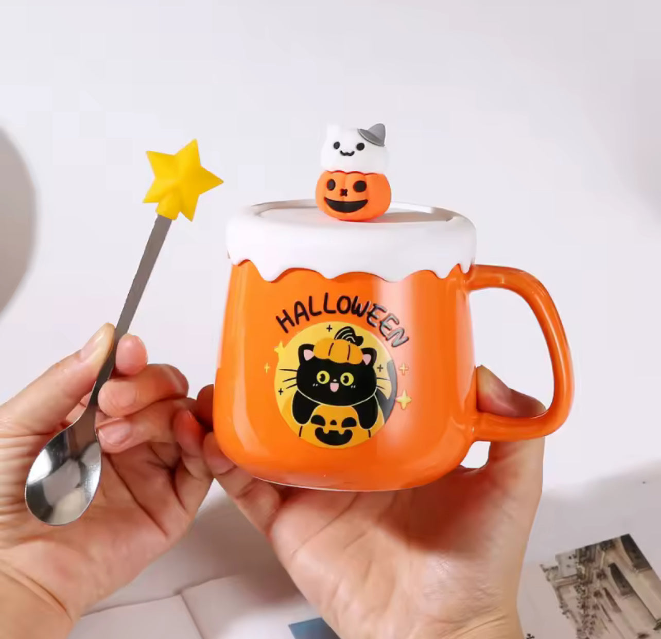 Cute Halloween mug with spoon * PRE ORDER *