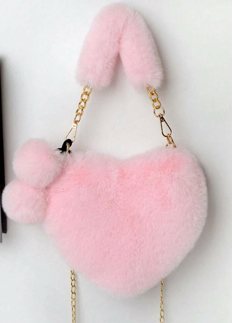 Cute Heart Fluffy Handbag.