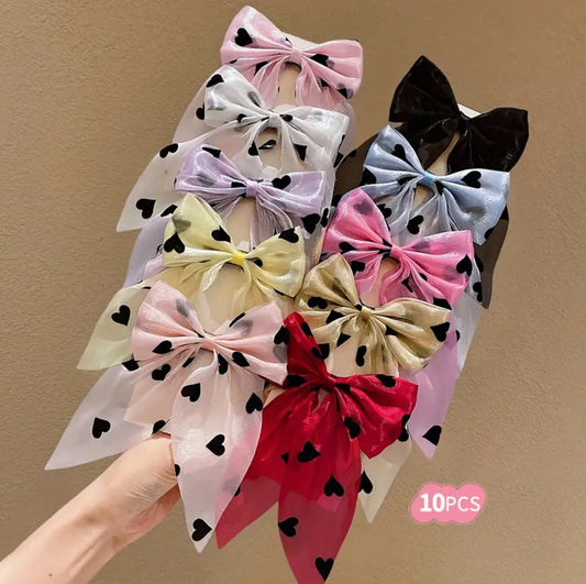 Girls hair bow bobbles 10 pcs