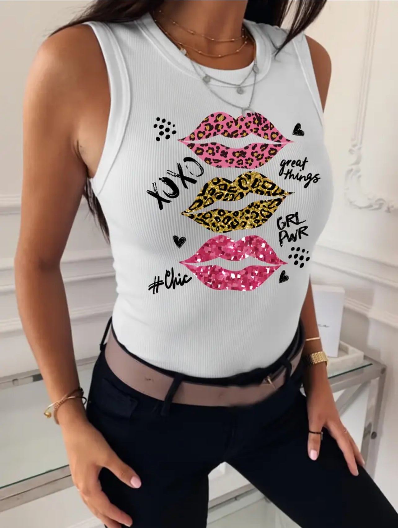 Lips printed tank top