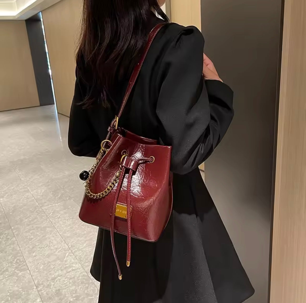 Pu leather bucket ju bag