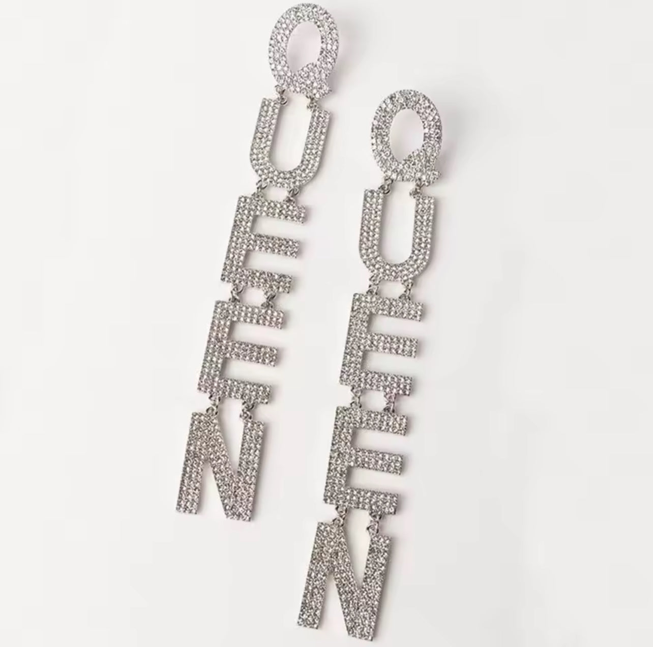 Queen drop down earrings