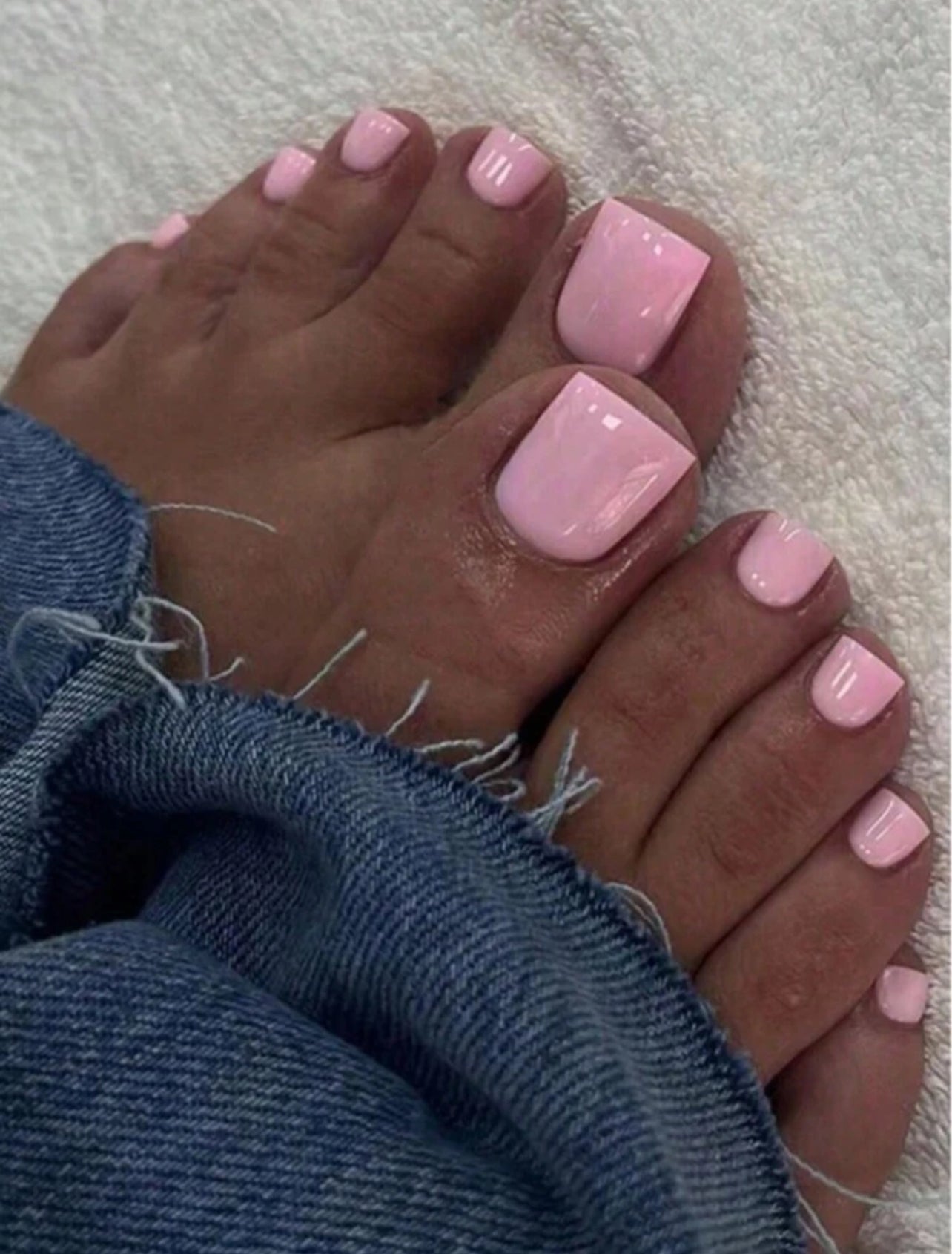Baby pink toe nails
