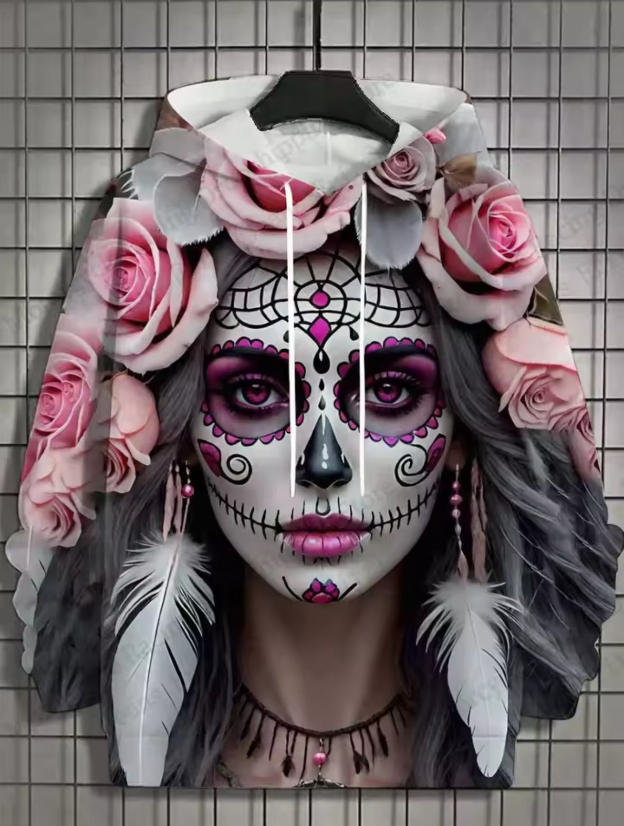 3D Halloween floral print hoodies