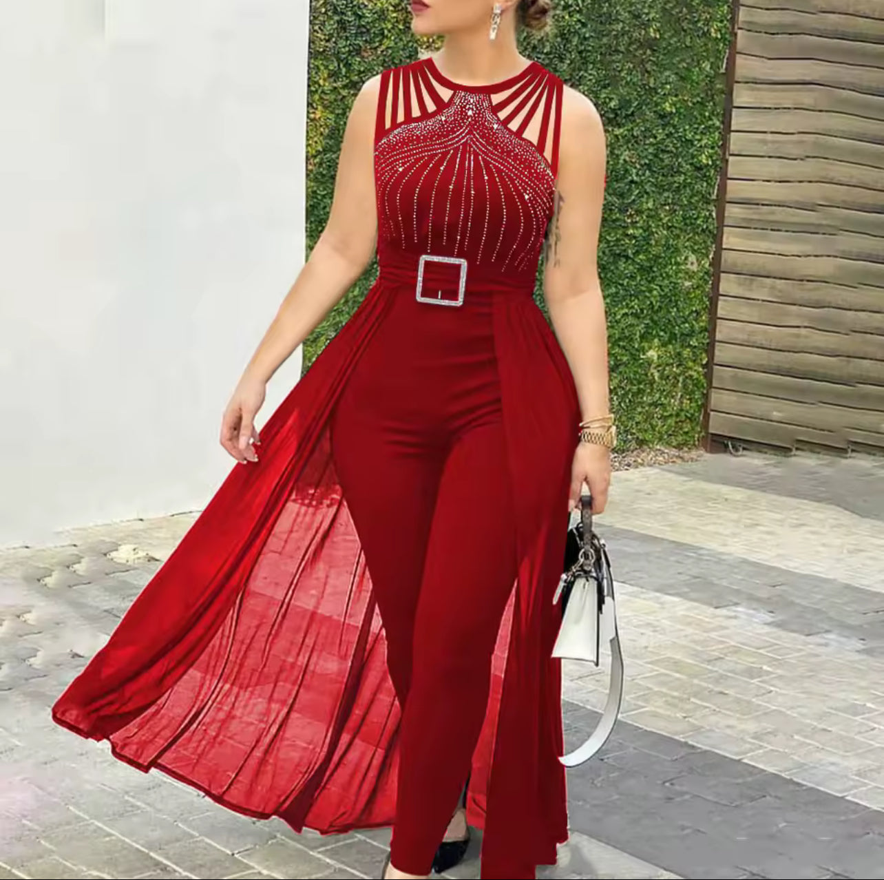 Elegant rhinestone jumpsuit