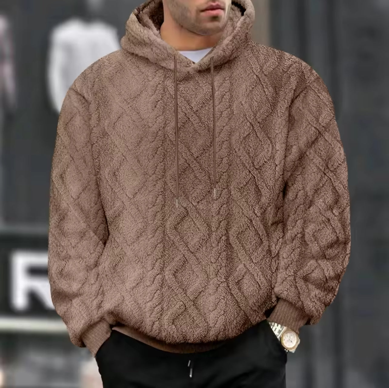 Winter men’s high street jacquard hoodie