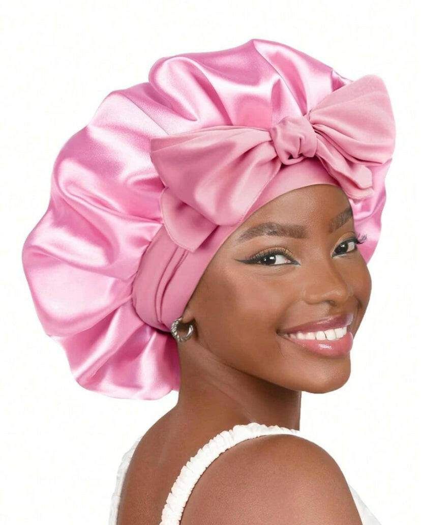 Satin hair bonnet.