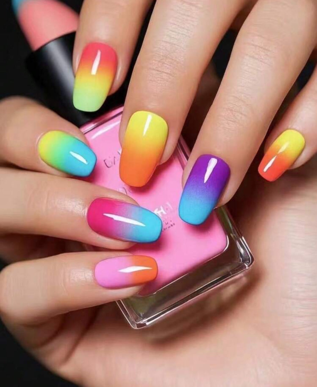 Rainbow ombre press on nails