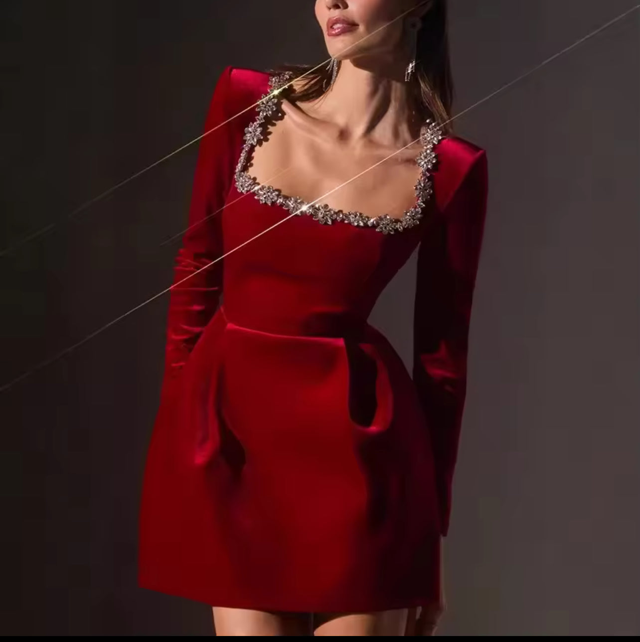 Elegant short velvet dress