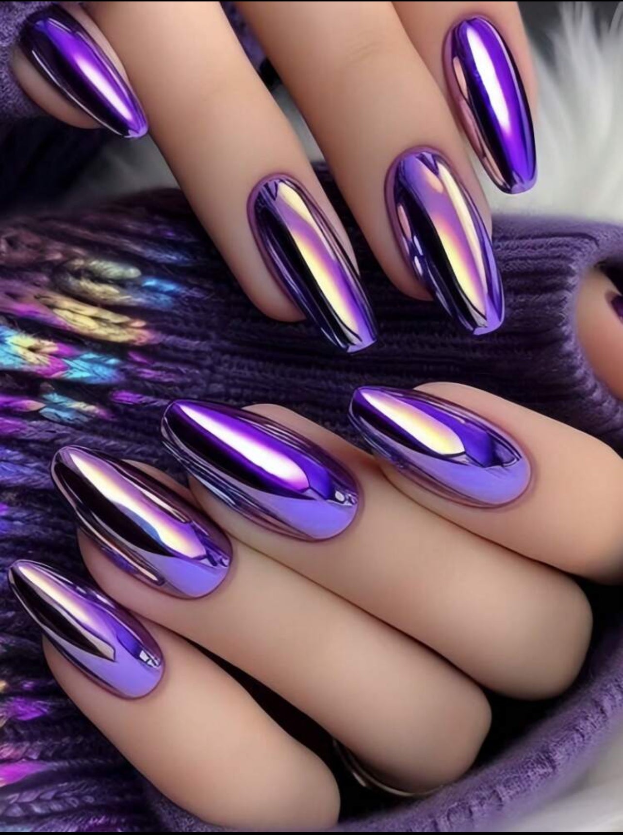 Shiny purple press on nails