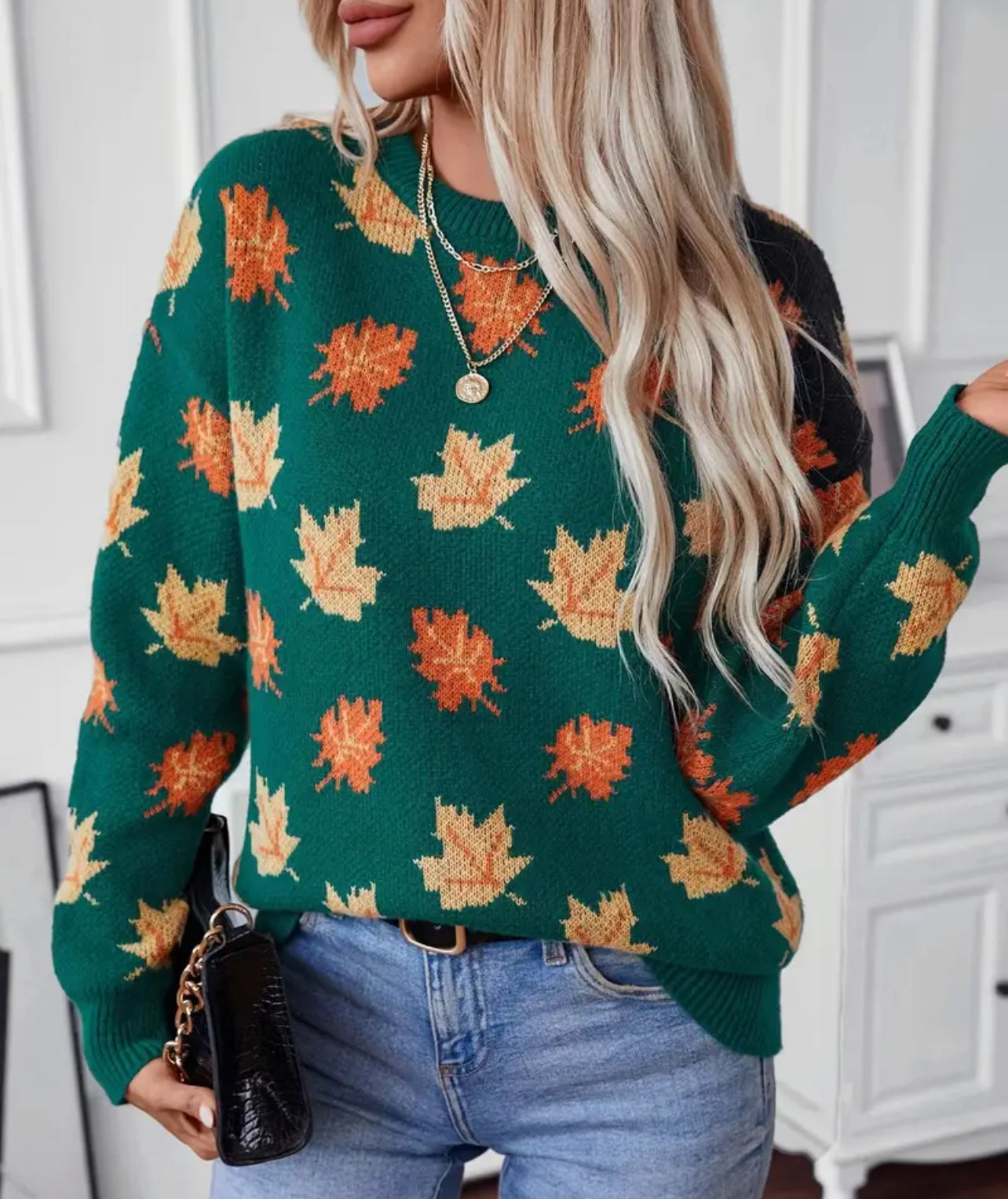 Leaf pattern sweater