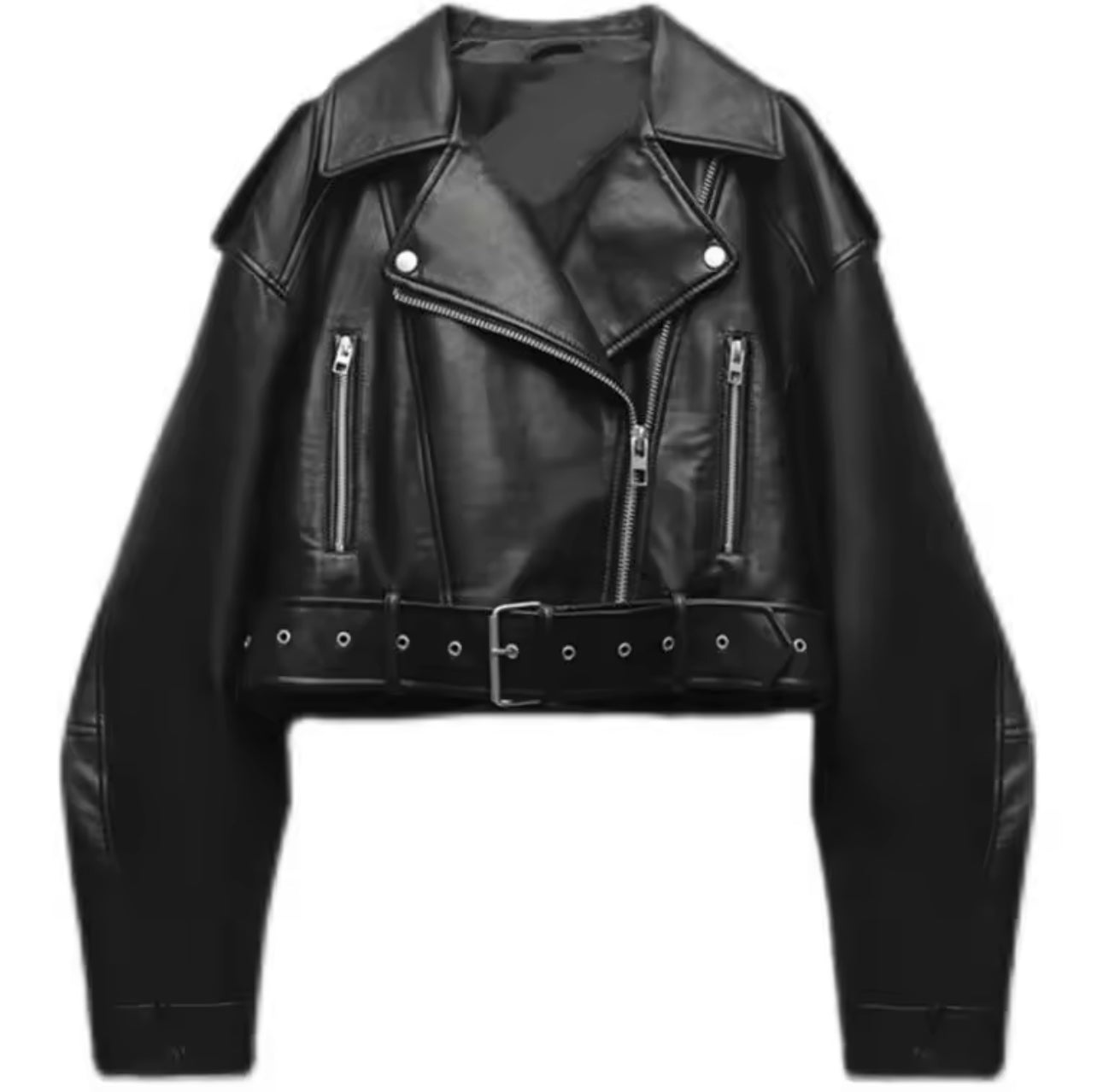 Oversized vintage loose faux leather jacket with belt *PRE ORDER *