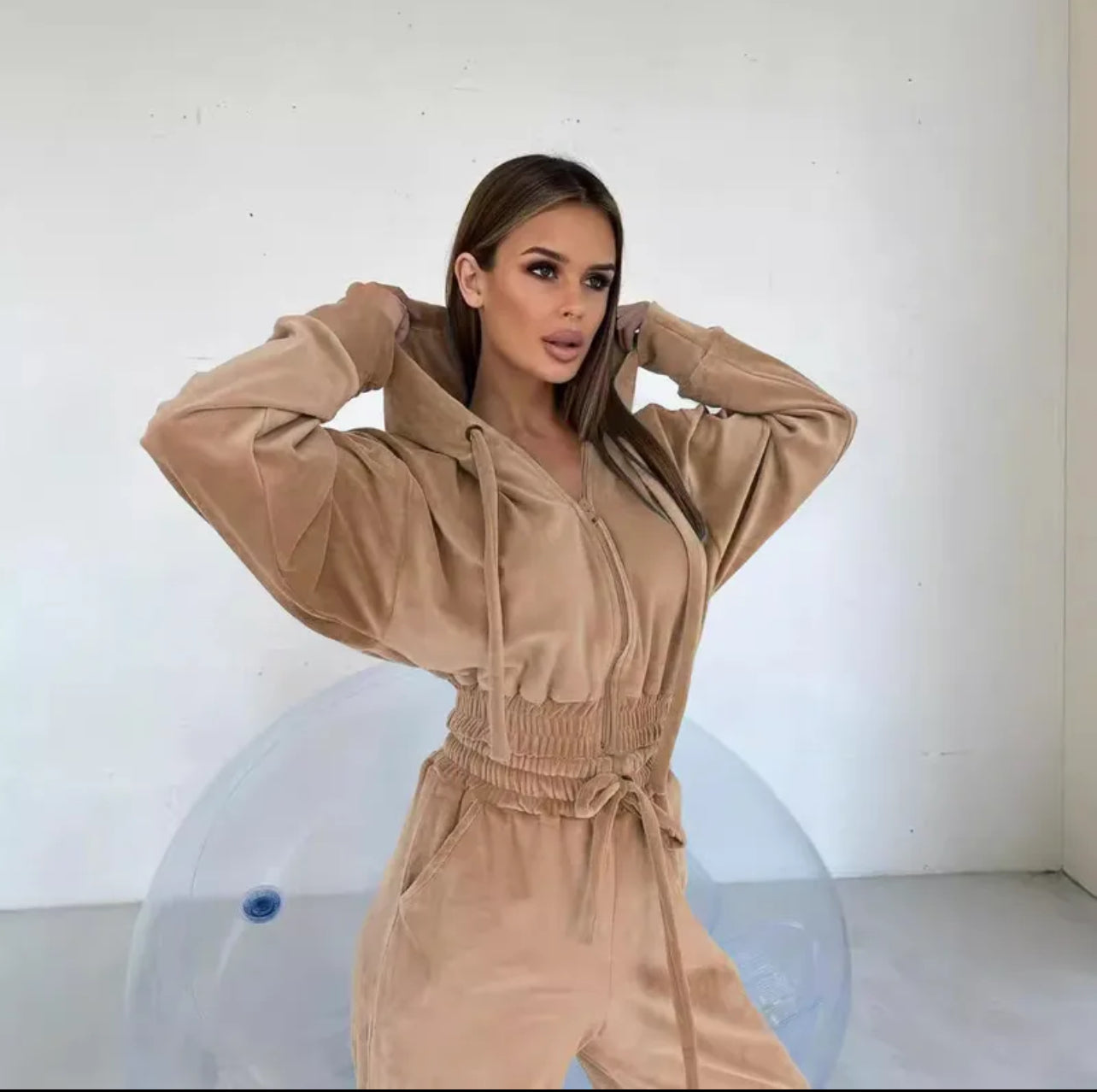 Solid colour copper hoodie and pant set