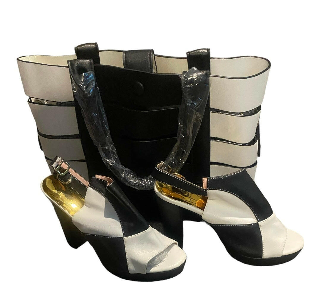 Black and white heels and bag.