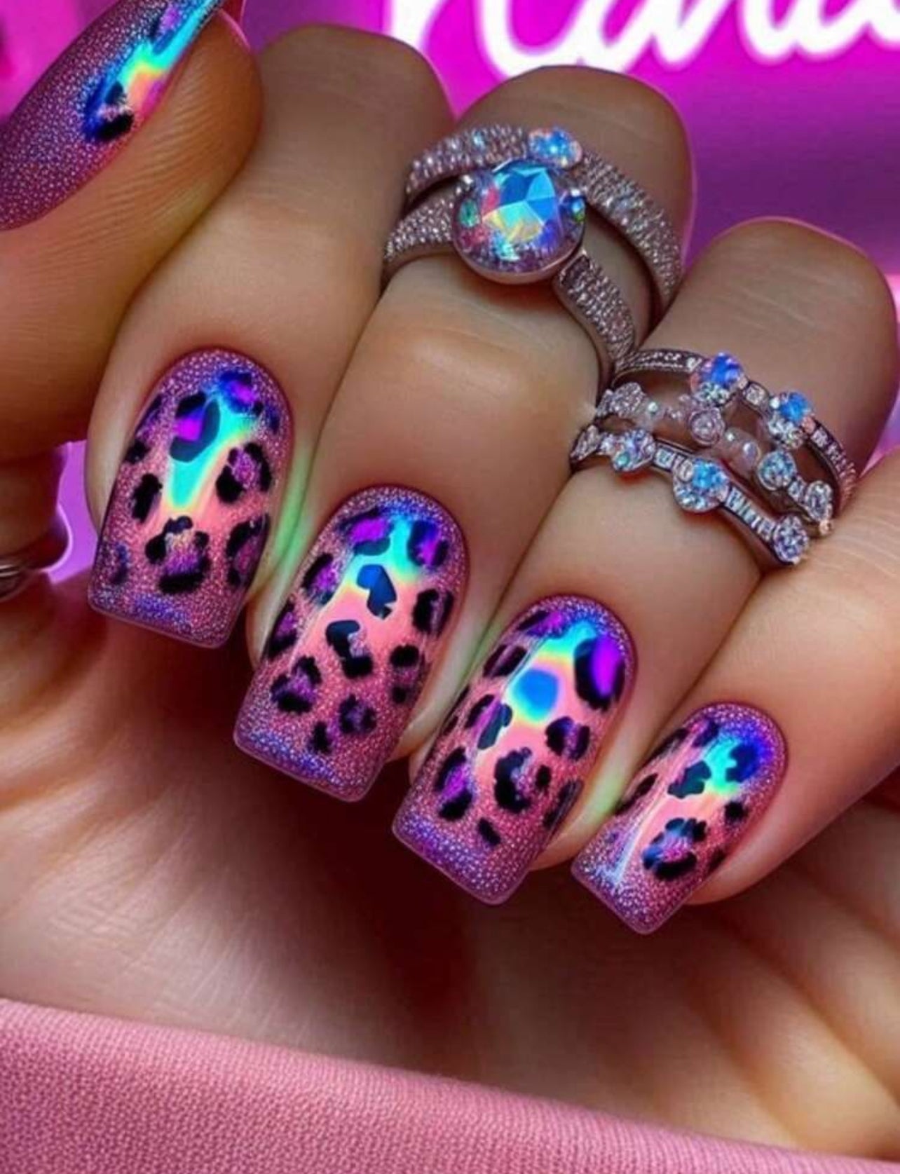 Leopard gradient style press on nails