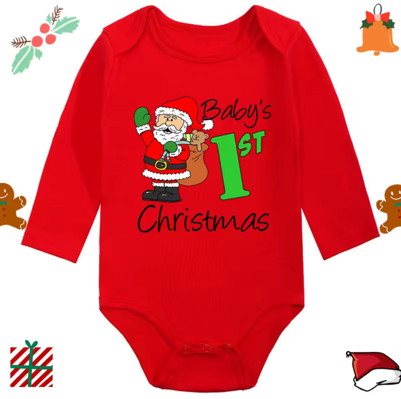 Baby 1st Christmas long sleeve romper
