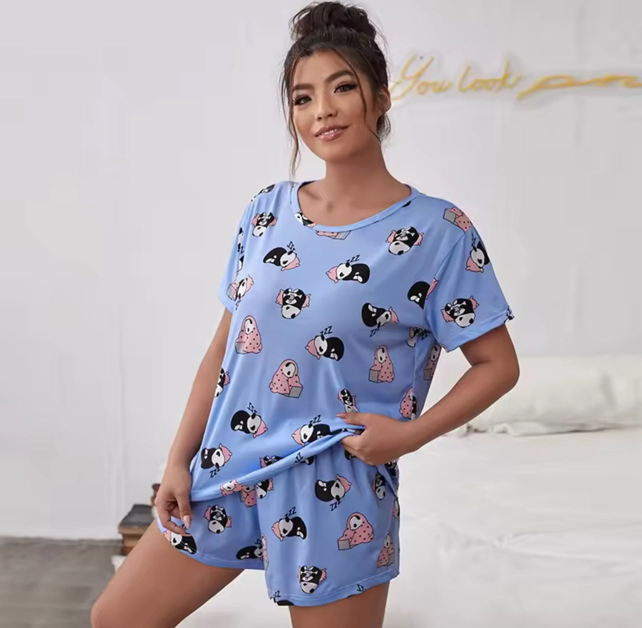 Plus size cute cartoon printed & letters pyjamas *PRE ORDER*