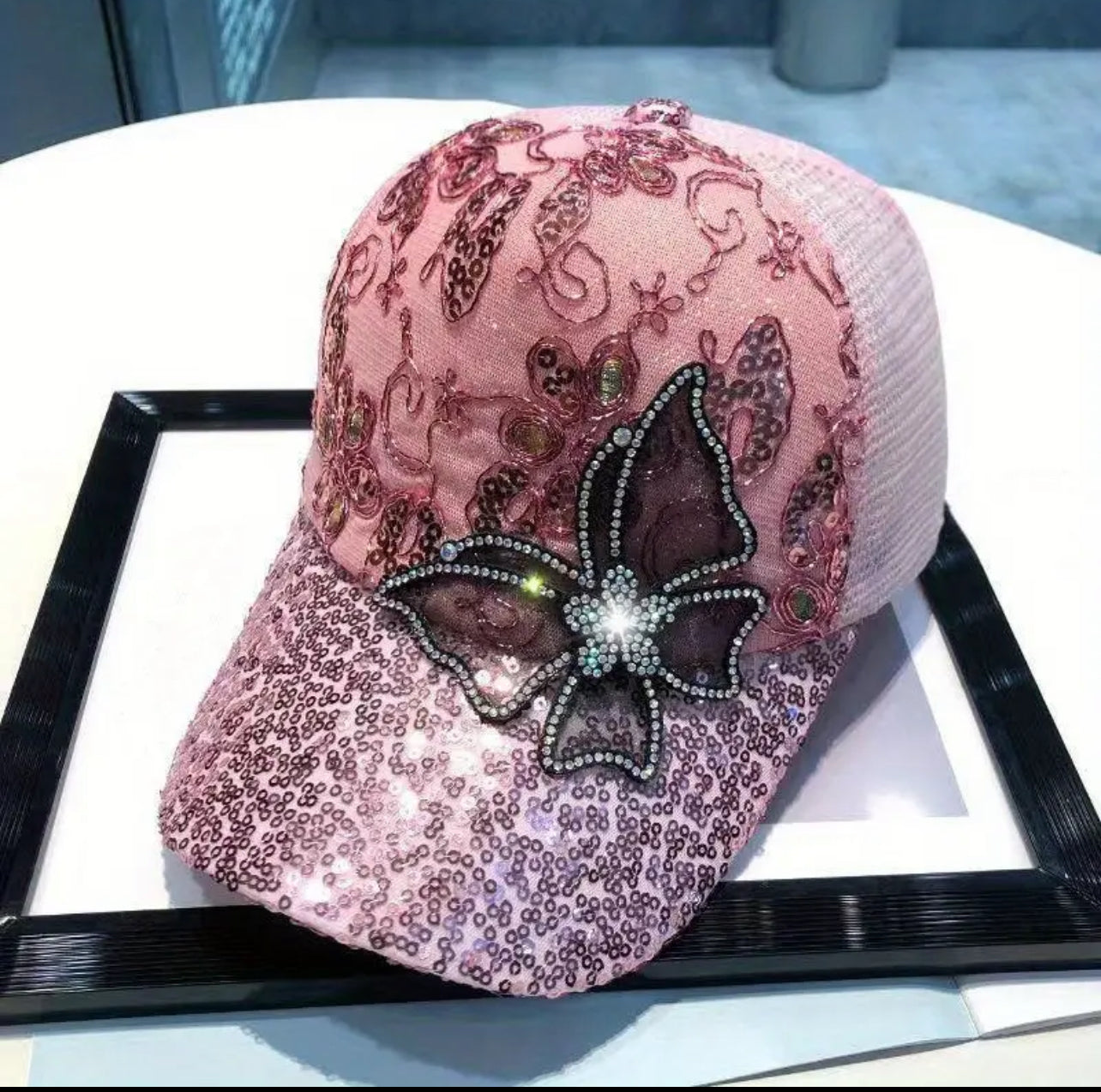 Sequins butterfly baseball cap