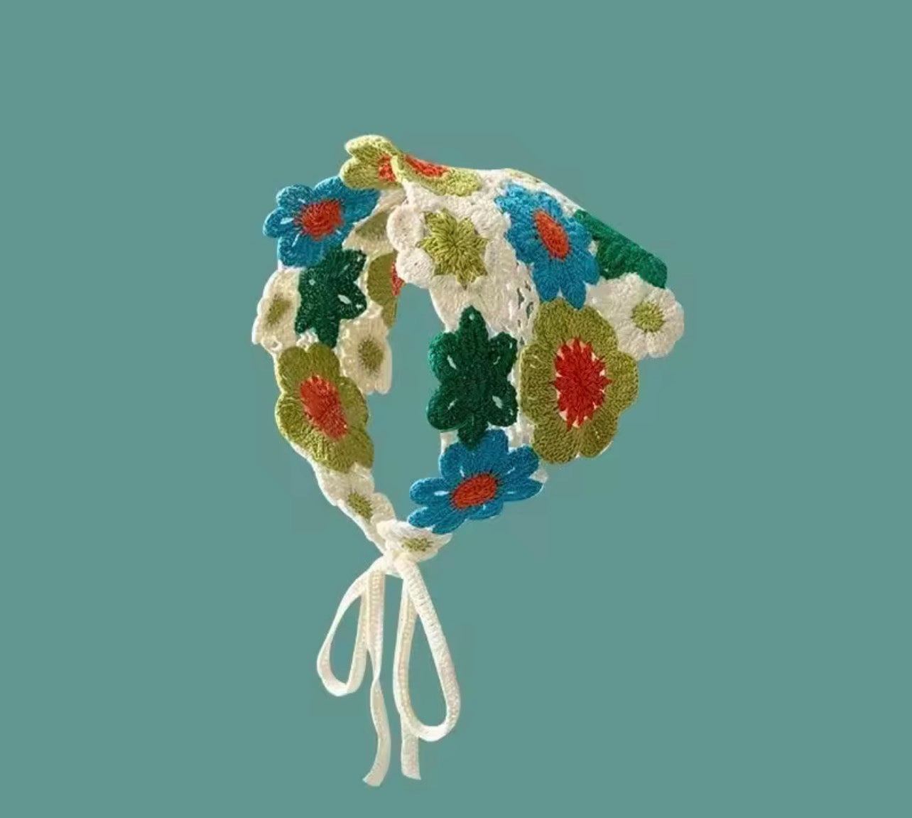 Cute handmade crochet hollow headscarf