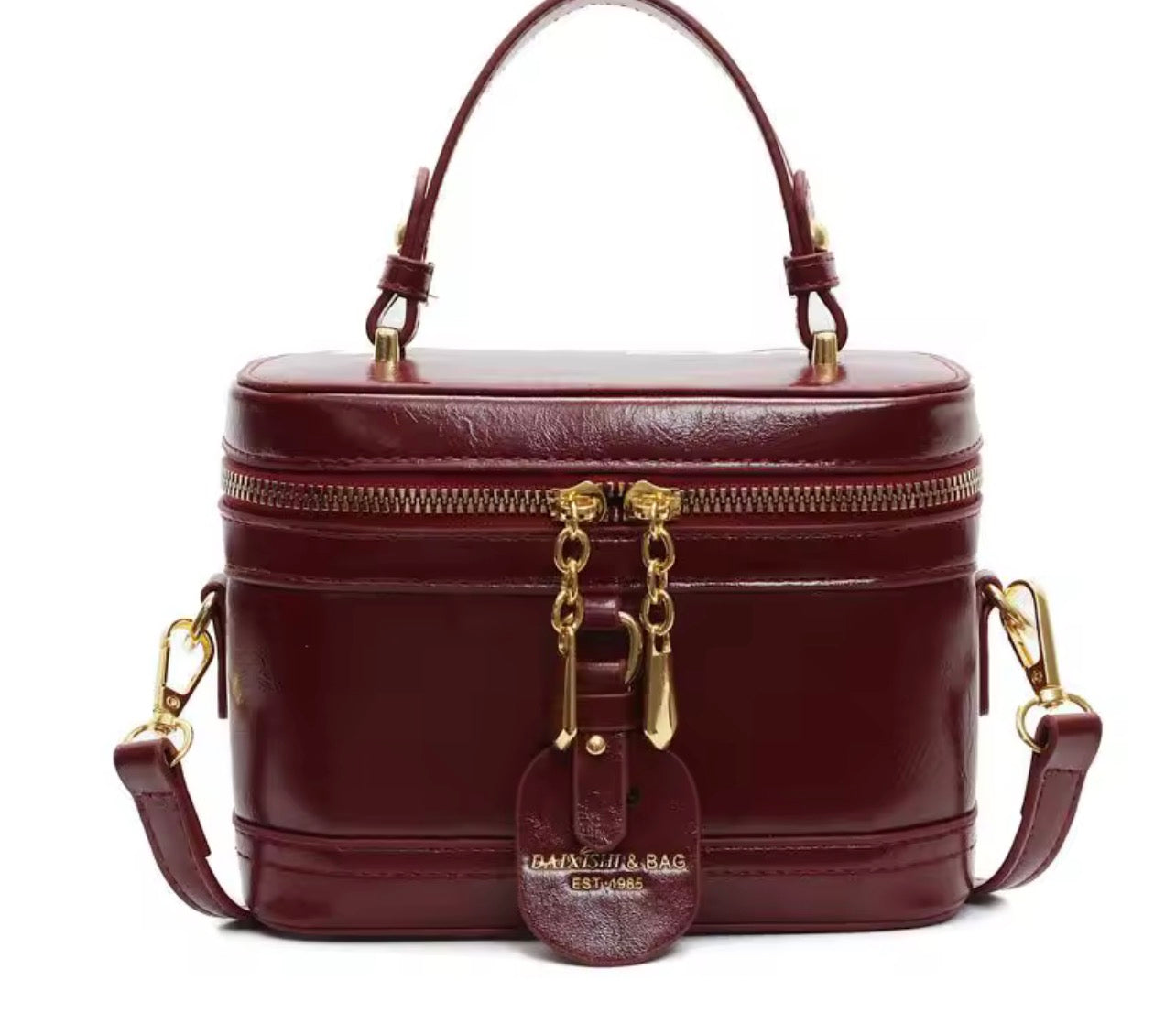 Burgundy vintage style box bag