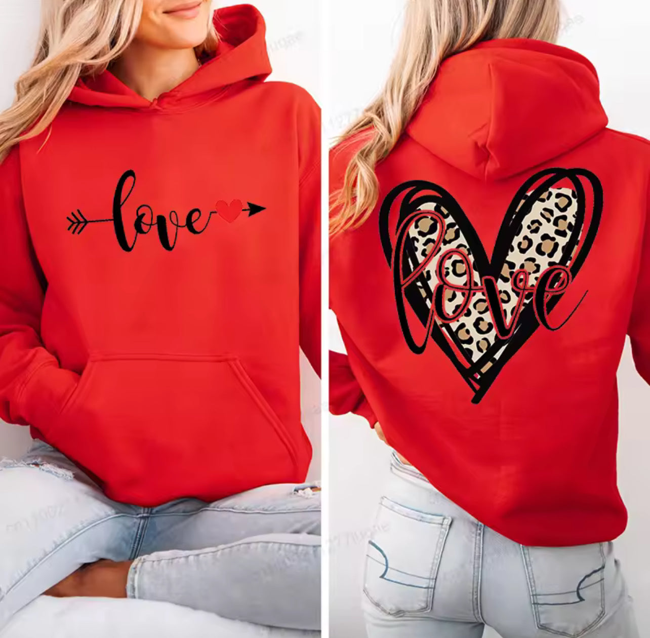 Valentine’s Day hoodies with cute heart printed on the back *pre order*