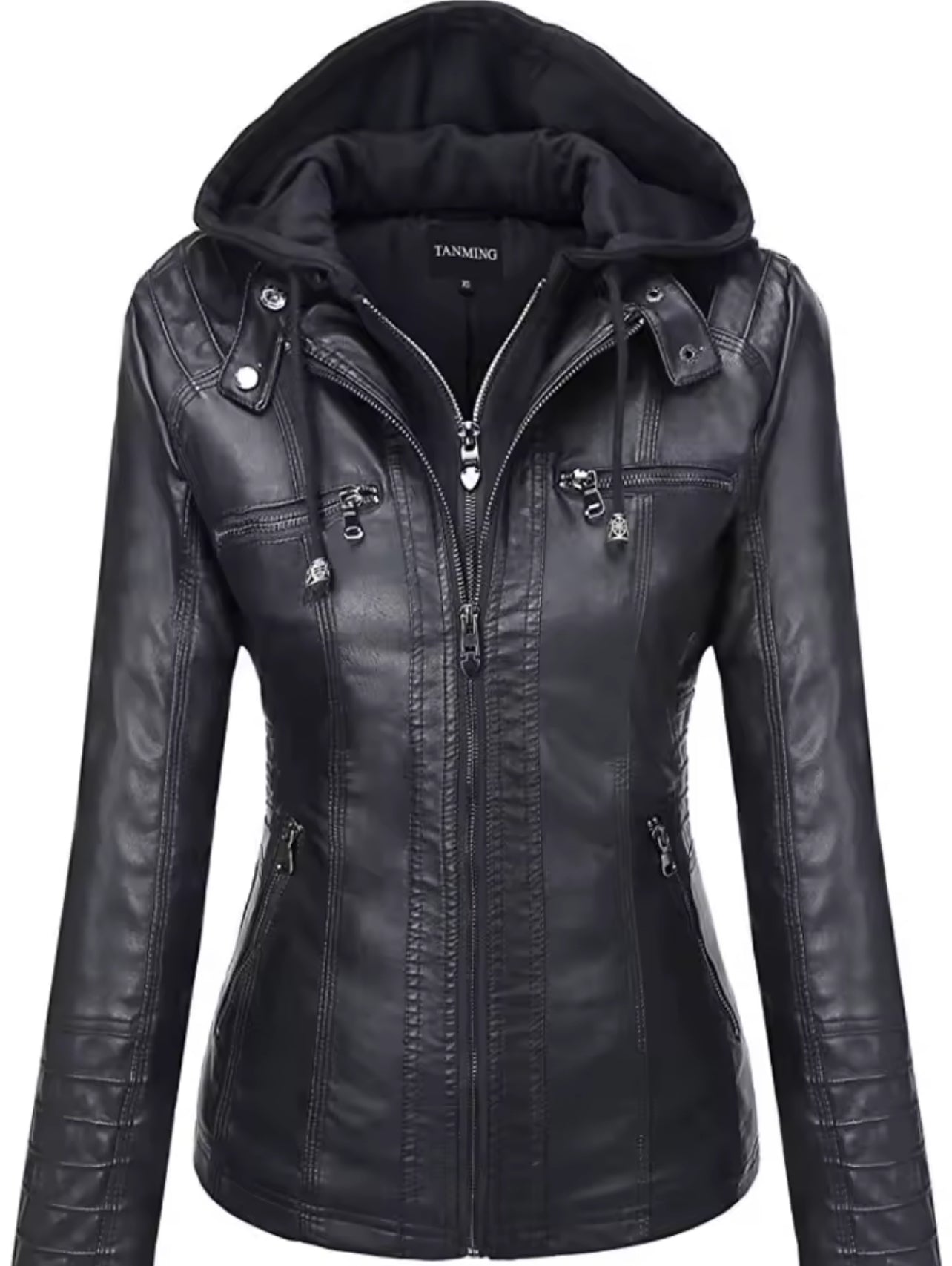 Hooded leather jacket two pieces set ( removable ) *PRE ORDER *