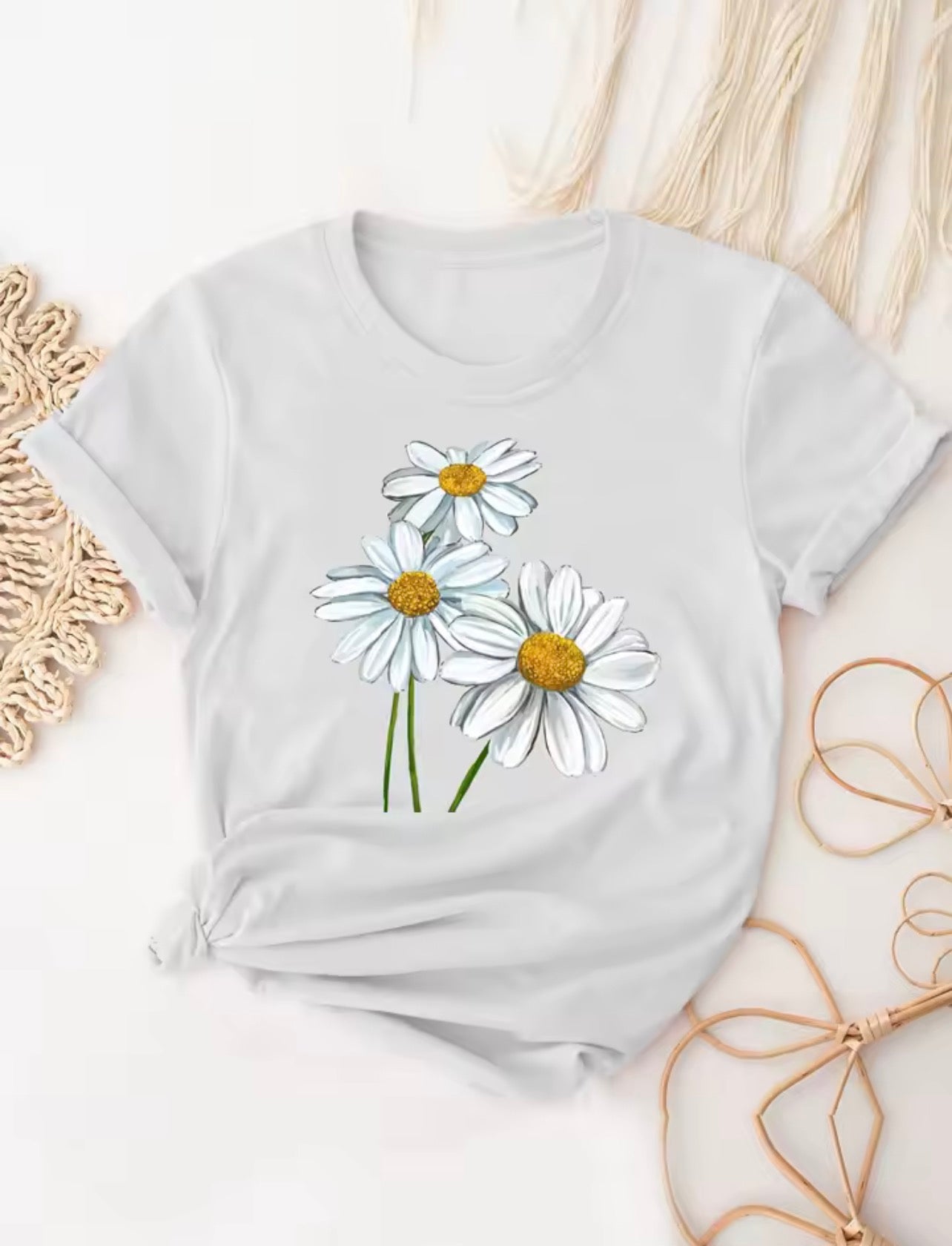 Daisy printed causal T-shirt