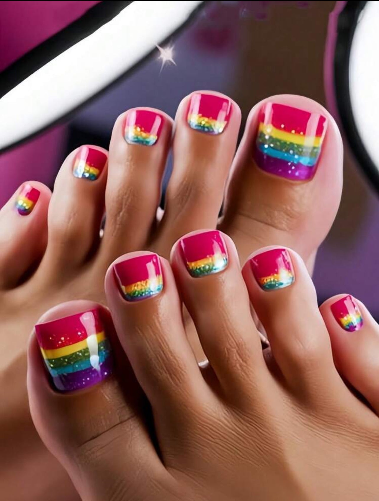 Rainbow style toe nails