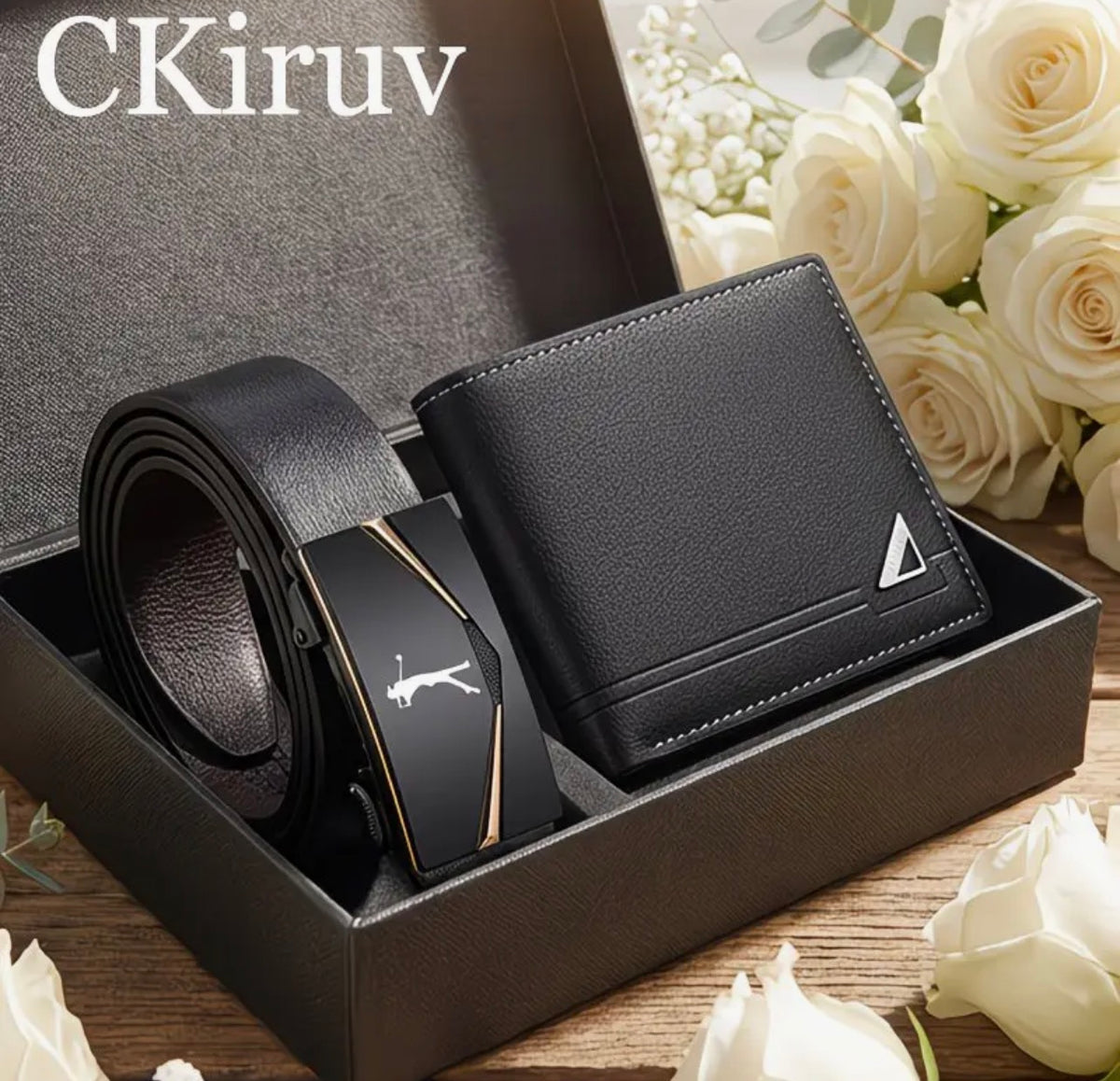 The Executive Gentleman Luxury 2-Piece Wallet & Automatic Buckle Belt Gift Set – Black