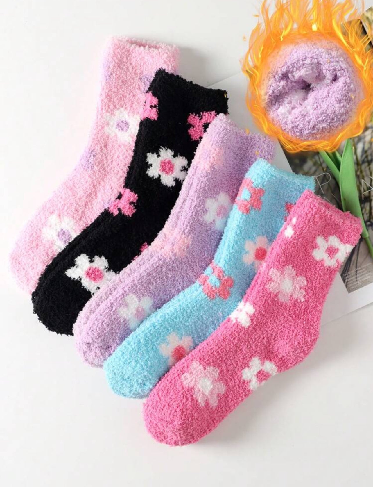 5 pairs of cute warm socks (one size)