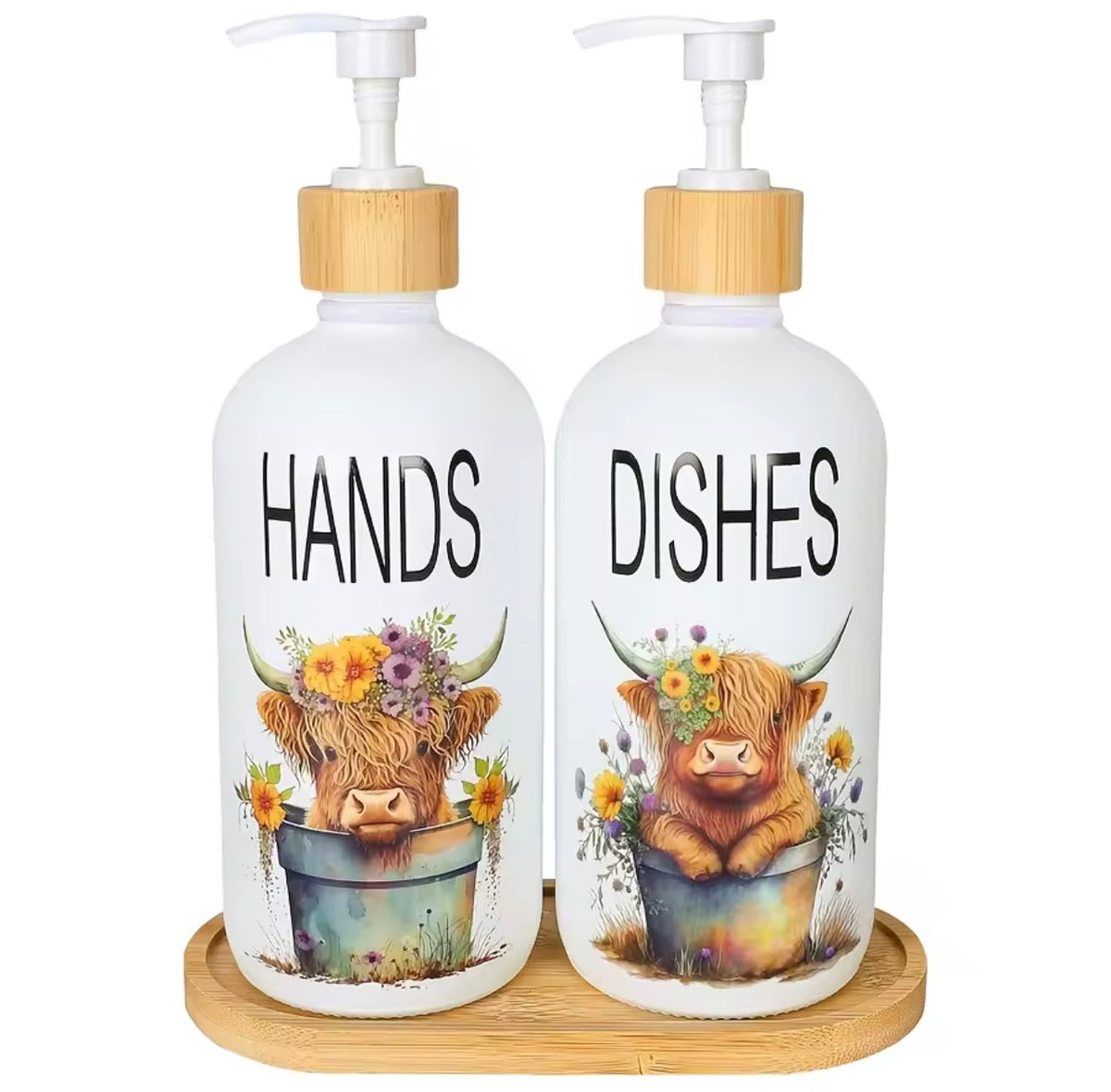 🩷🐮 Highland Blossom Hands & Dishes Dispenser Set 🌸