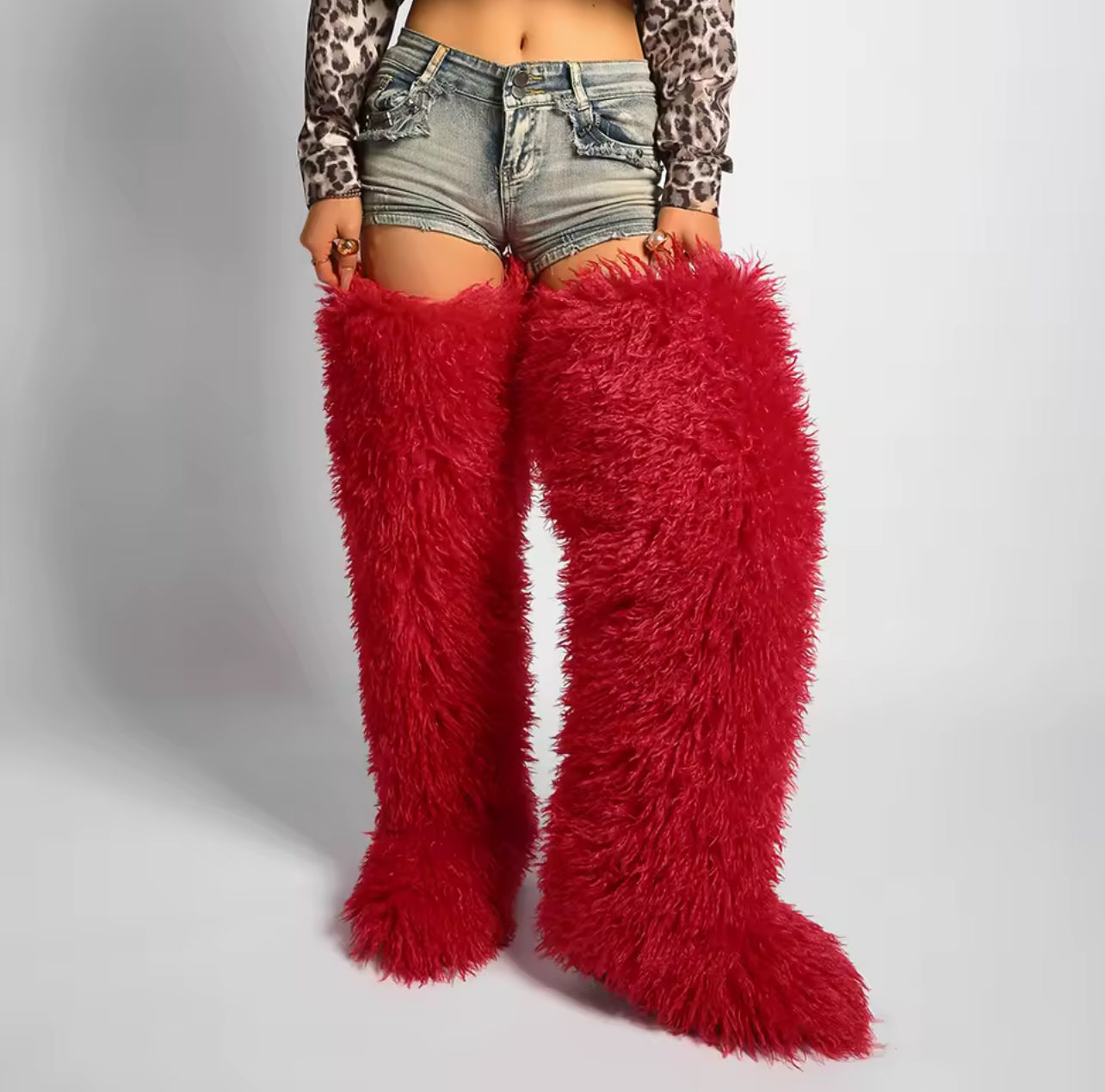 Mongolian High Thigh Faux Fur Fluffy Boots *Pre order*