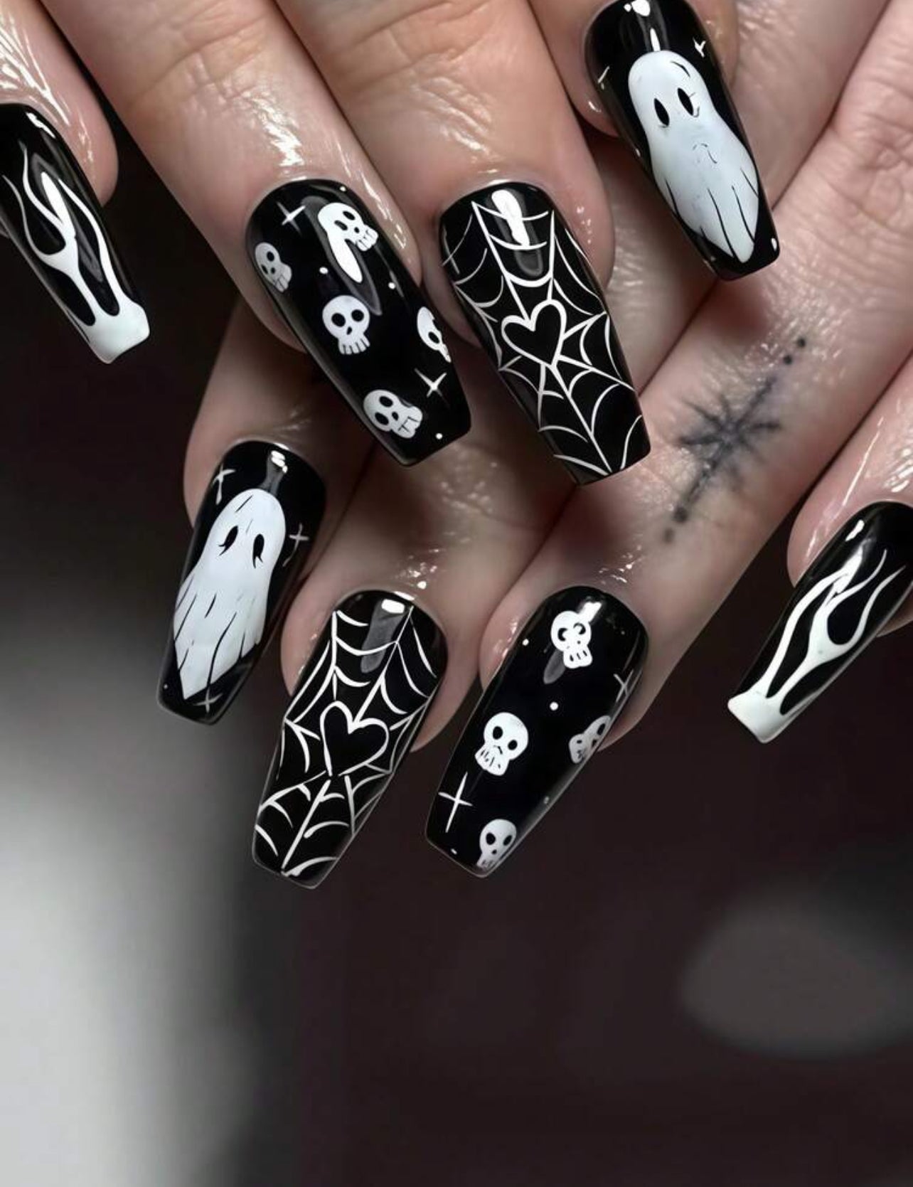 Gothic ghost style press on nails * pre order*