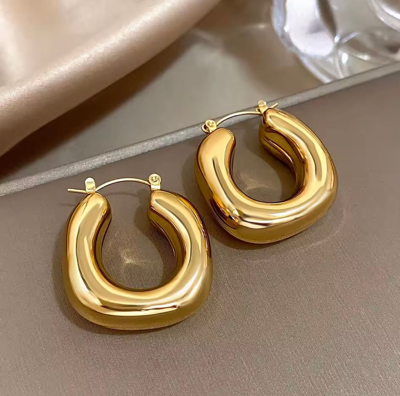 Chunky chubby stainless steel earrings