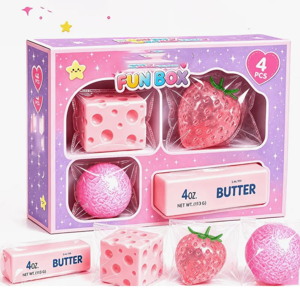 π Pink Foodie Fidget Fun Box β 4 Piece Set ππ§π©·