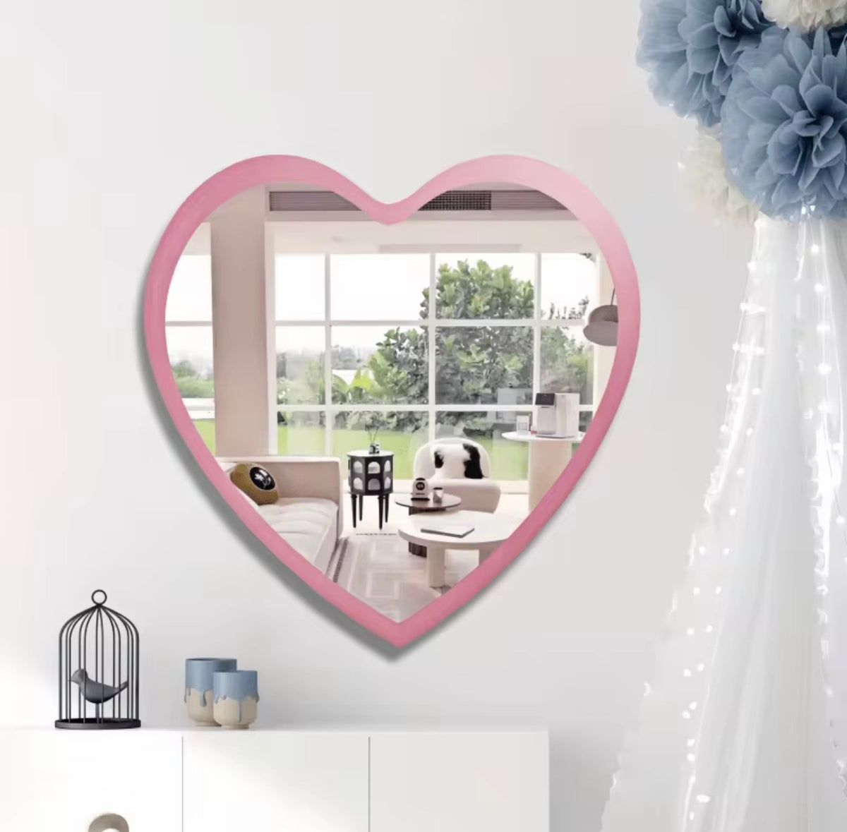 Sweetheart Blush Pink Heart Wall Mirror