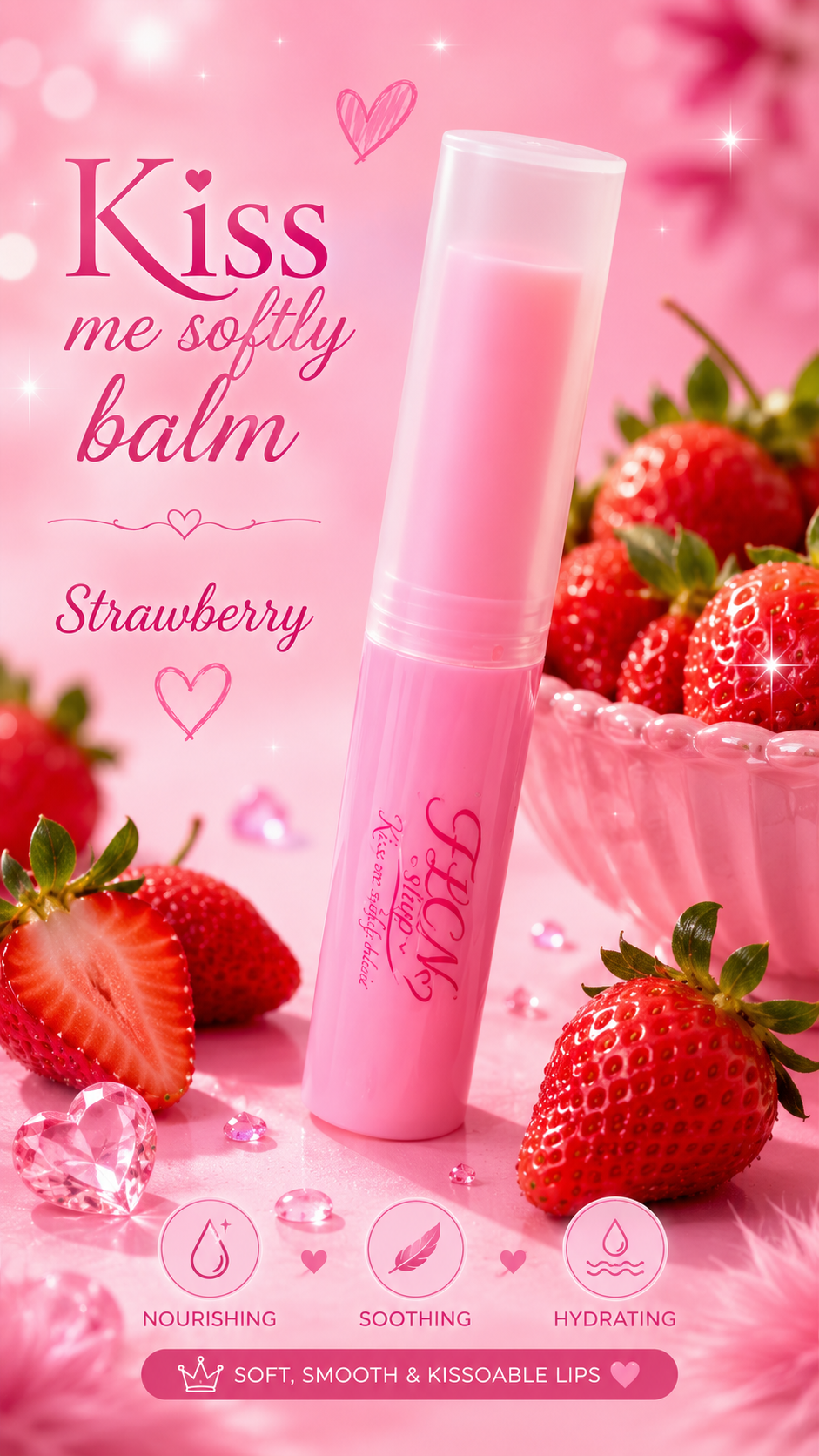 Kiss Me Softly Lip Balm – Strawberry, Coconut & Grape | FLCN Shop