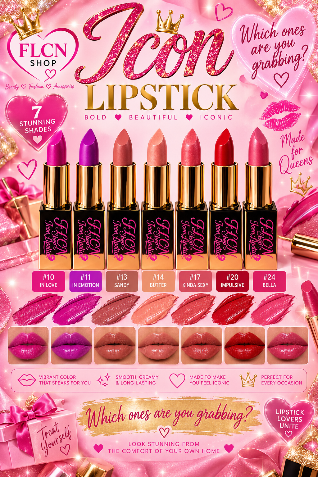 FLCN Icon Lipstick | Creamy Long-Lasting Lipstick | Shades #10β#24