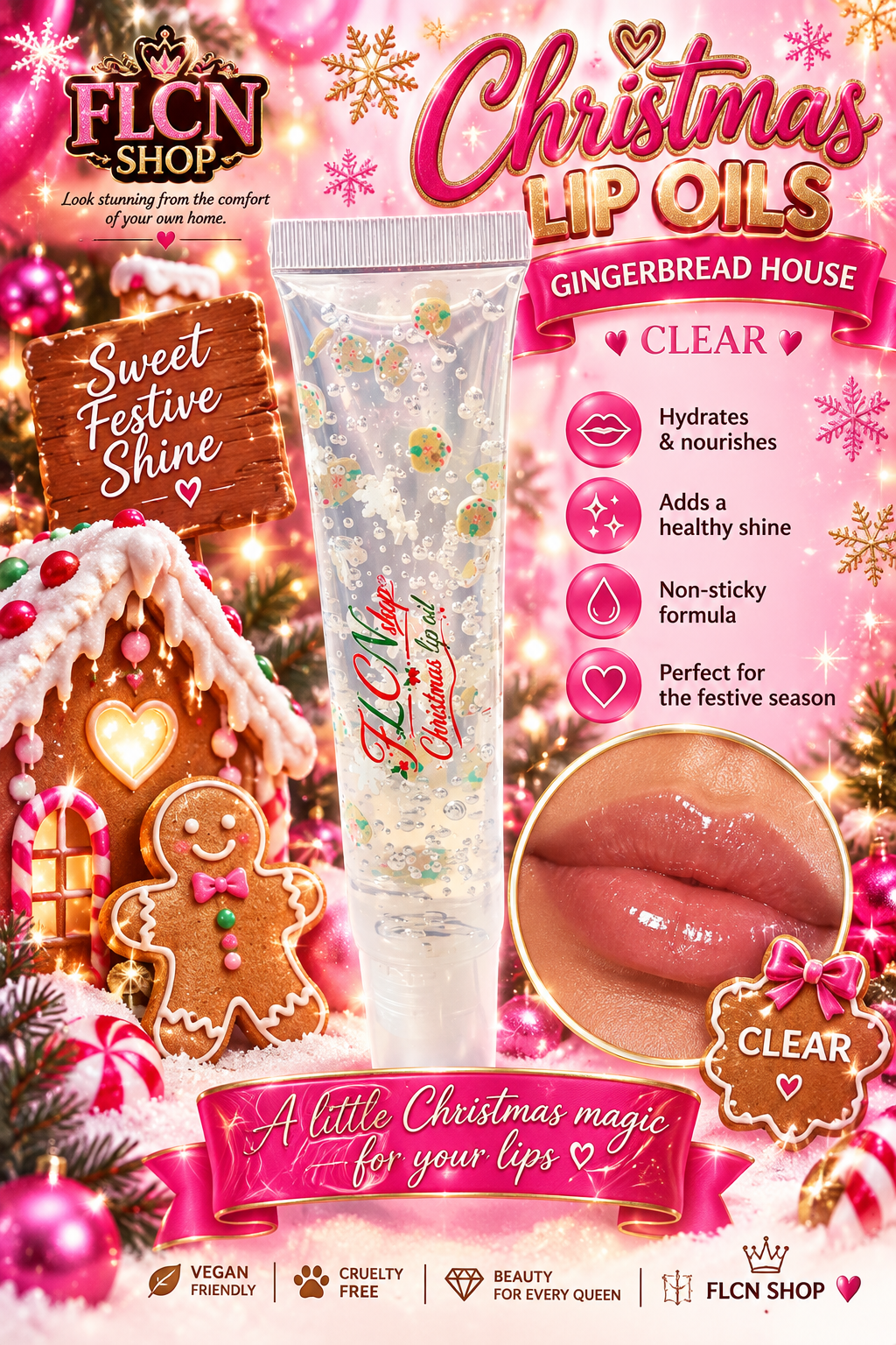 Christmas Lip Oil | Festive Flavoured Lip Gloss β FLCN Shop