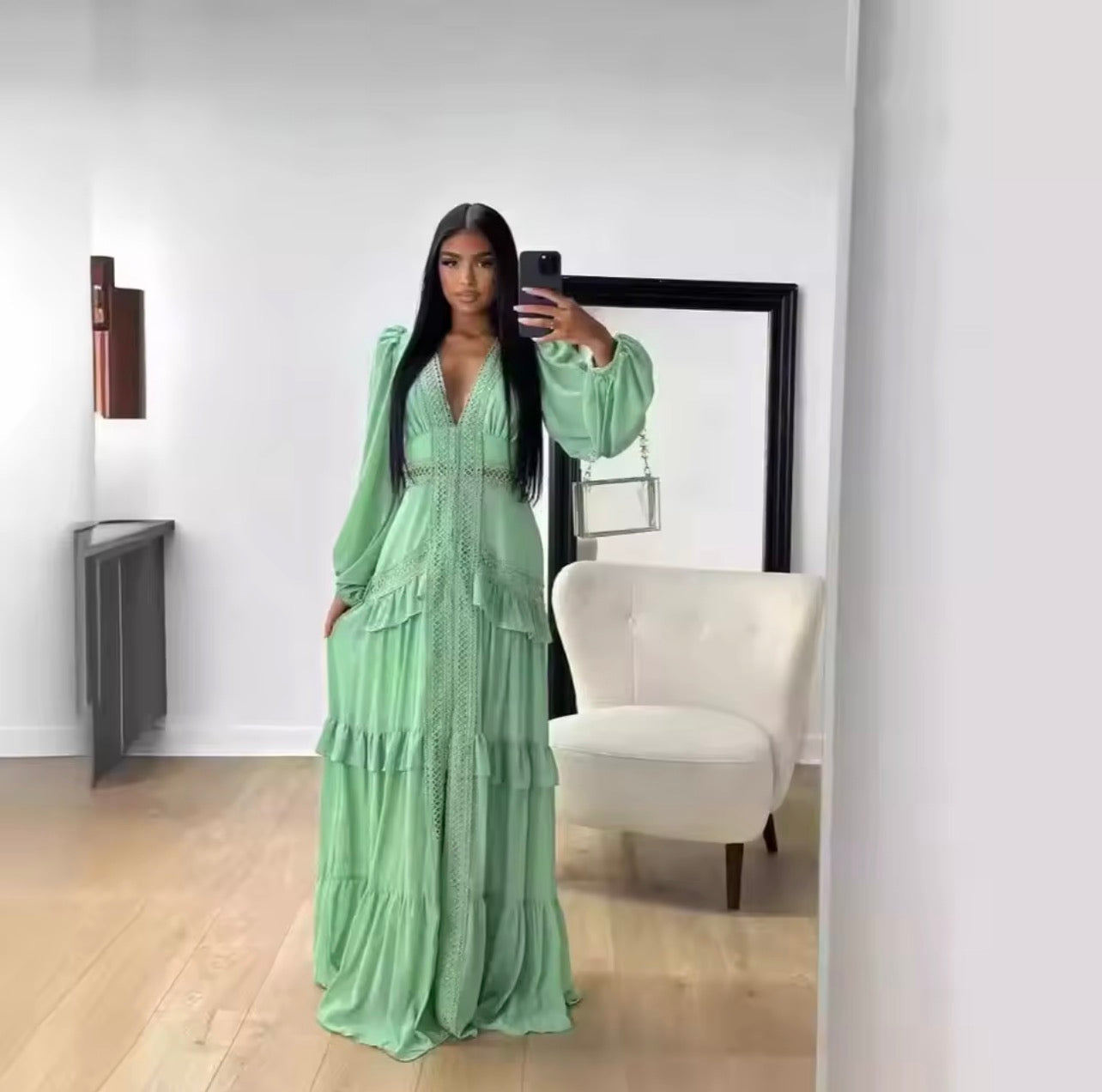 Pistachio green maxi dress