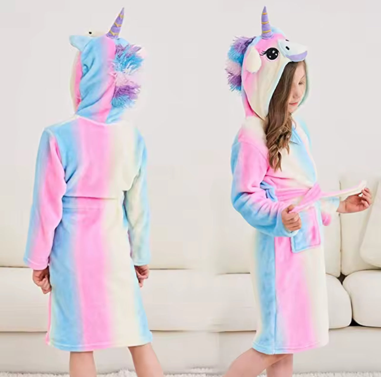 Unisex kids unicorn dressing gown