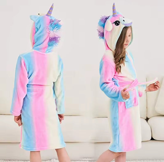 Unisex kids unicorn dressing gown