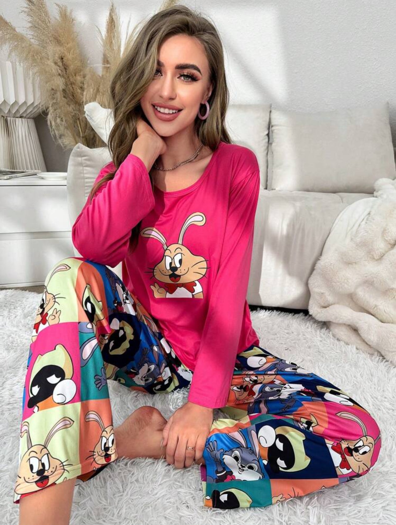 Cute cartoon graphic top & pant loungewear