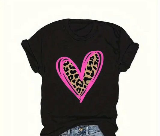 Heart leopard tee shirt.