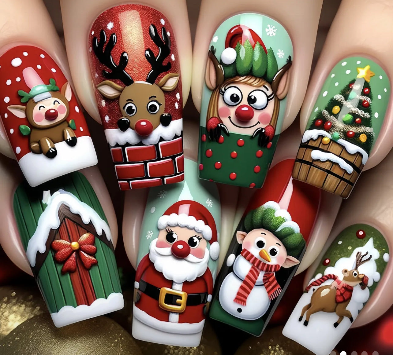 Christmas themed press on nails