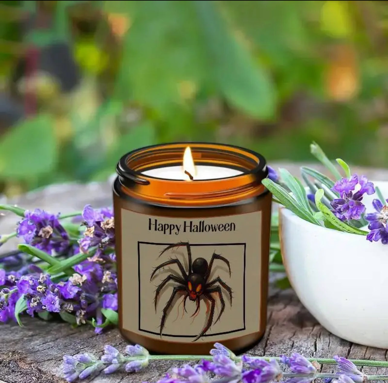 Spider happy Halloween candles