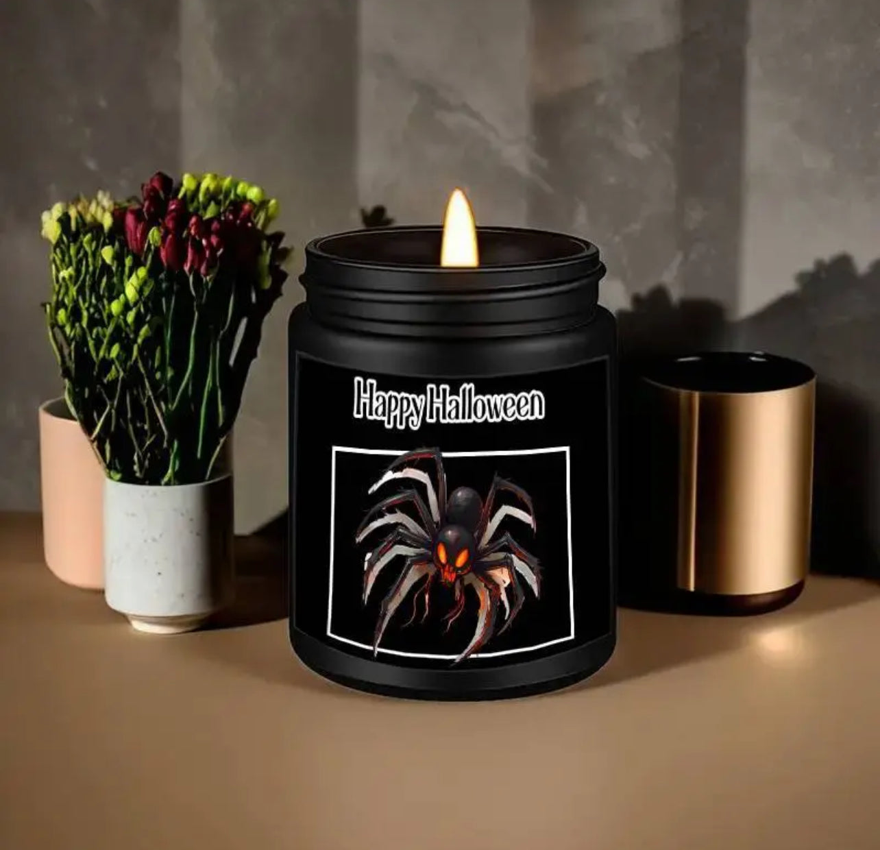 Spider happy Halloween candles
