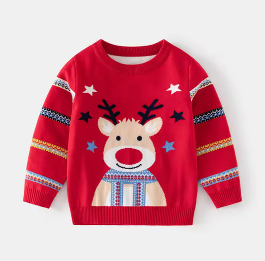 Unisex kids Christmas deer jumper