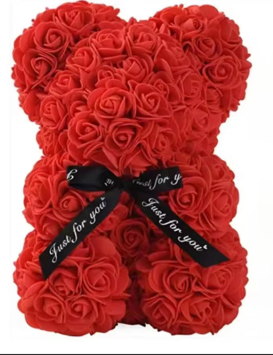 Artificial really rose teddy bear